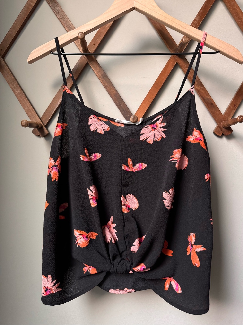 Lush Floral Front-Knot Cami Tank Top Size Small
